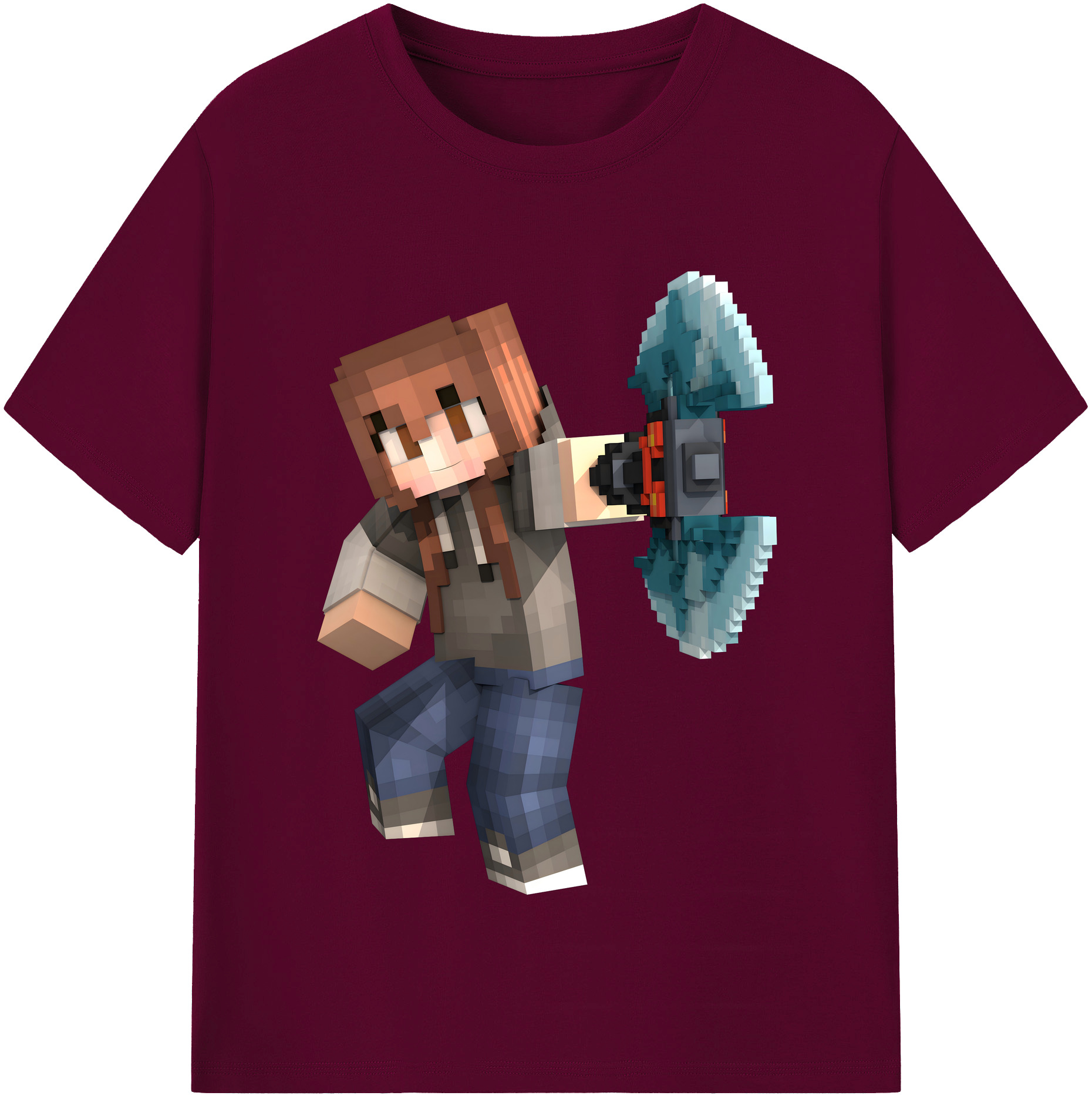 （画像用） マインクラフト ブロックの世界 Minecraft MC Block world レディースカジュアルプリントTシャツ（綿100％）